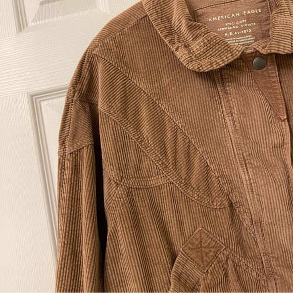 American Eagle Milk Chocolate Corduroy Bomber Jacket - Picture 5 of 14